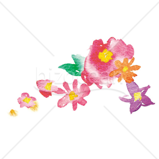 「イラスト」色とりどりの花