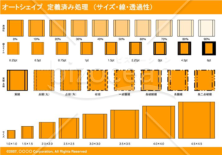 オートシェイプ　定義済み処理　（サイズ・線・透過性）　（オレンジ）