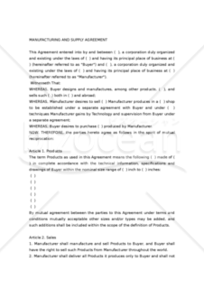 【和・英対訳】製造供給契約書(1a018)／MANUFACTURING AND SUPPLY AGREEMENT