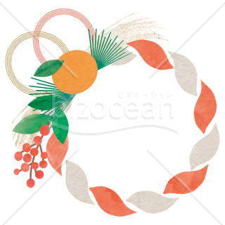 【2026年】「イラスト」水彩風の縁起物で彩られたお正月飾り