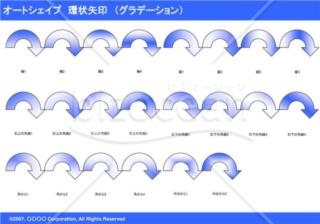 オートシェイプ　環状矢印　（グラデーション）　（ブルー）