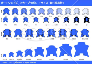 オートシェイプ　上カーブリボン　（サイズ・線・透過性）（ブルー）