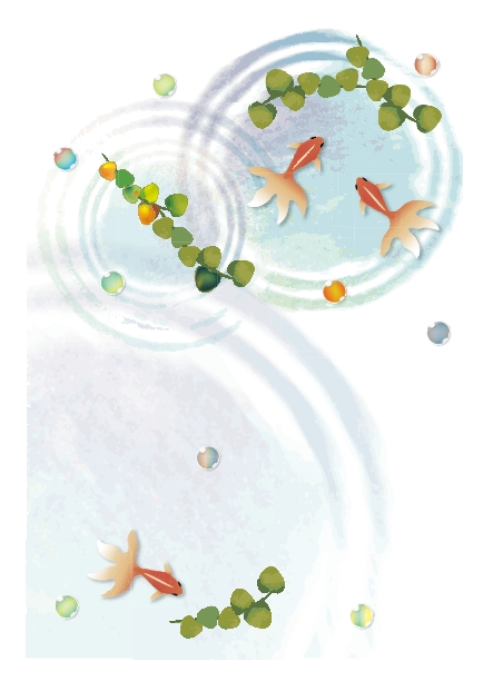 金魚の泳ぐ涼し気なデザインの暑中見舞い画像素材 Bizocean ビズオーシャン