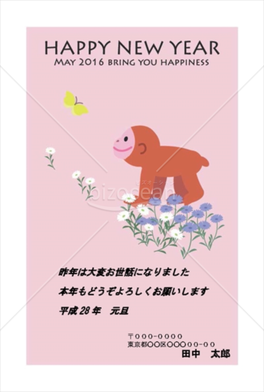 蝶と遊んでいる小猿