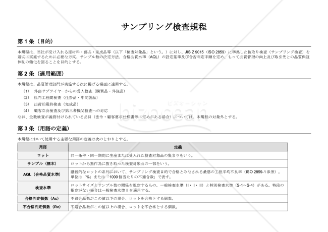 サンプリング検査規程