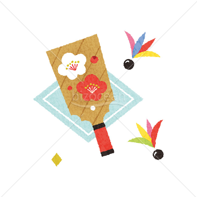 【2026年】「イラスト」温かい手描き風のお正月の羽根つき