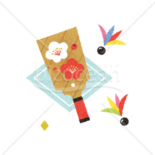 【2026年】「イラスト」温かい手描き風のお正月の羽根つき