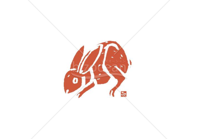 版画風なうさぎ（卯・兎）のイラスト