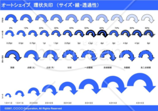 オートシェイプ　環状矢印　（サイズ・線・透過性）　（ブルー）