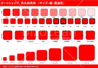 オートシェイプ　角丸四角形　（サイズ・線・透過性）（レッド）