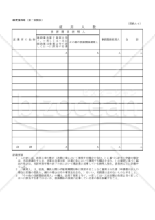 建設業許可申請様式　第四号【使用人数】