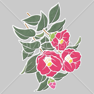 【2026年】「イラスト」和紙の質感で描かれたピンク色の椿