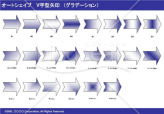 オートシェイプ　Ｖ字型矢印　（グラデーション）　（ネイビー）