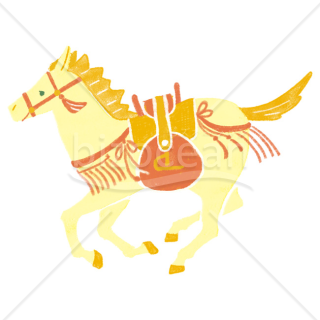 【2026年】「イラスト」温かい版画風の駆ける干支の午