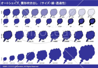 オートシェイプ　雲形吹き出し　（サイズ・線・透過性）(ネイビー)