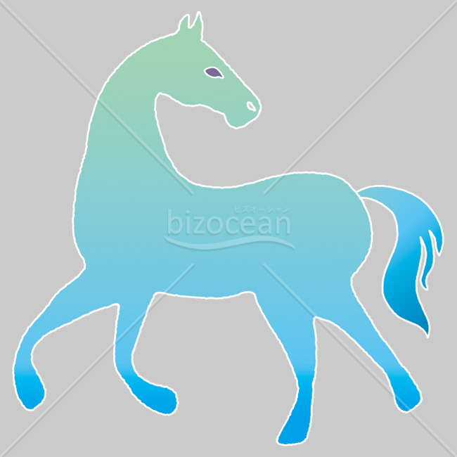 【2026年】「イラスト」青と緑のグラデーションで描かれた馬