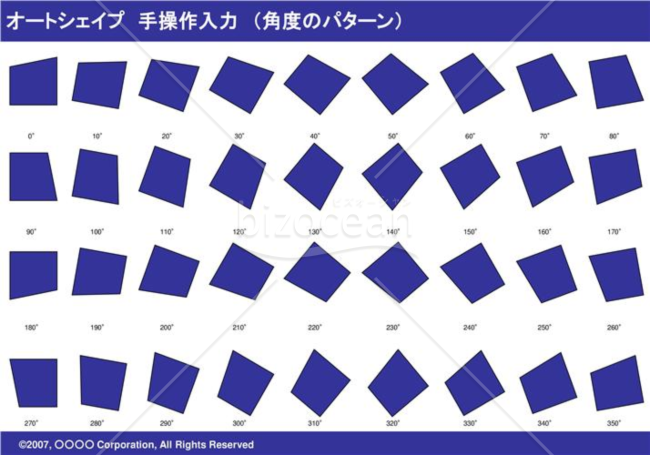 オートシェイプ　手操作入力　（パターン角度）　（ネイビー）