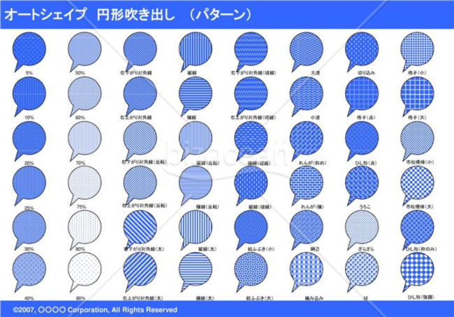オートシェイプ　円形吹き出し　（パターン）(ブルー)