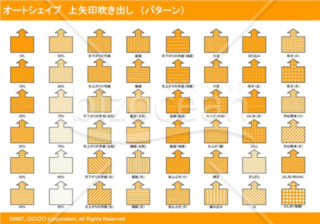 オートシェイプ　上矢印吹き出し　（パターン）　（オレンジ）