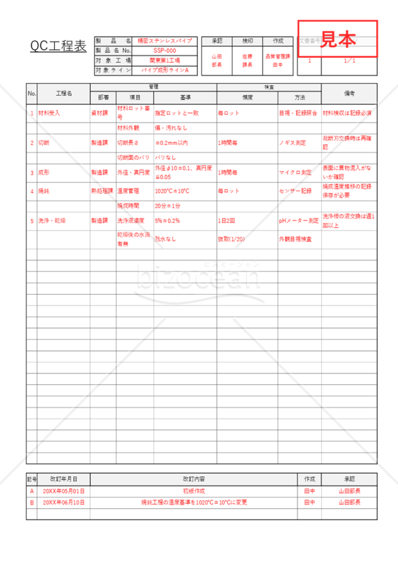 QC工程表・縦・Excel【見本付き】