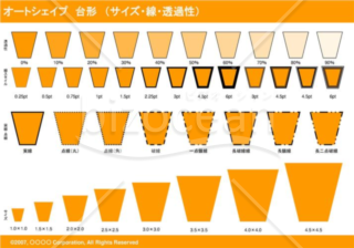 オートシェイプ　台形　（サイズ・線・透過性）（オレンジ）