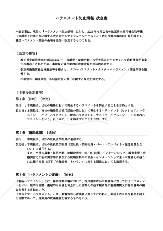 就活ハラスメント防止規程改定案