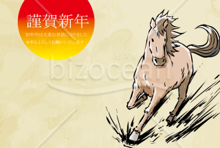 激走する馬　背景茶色