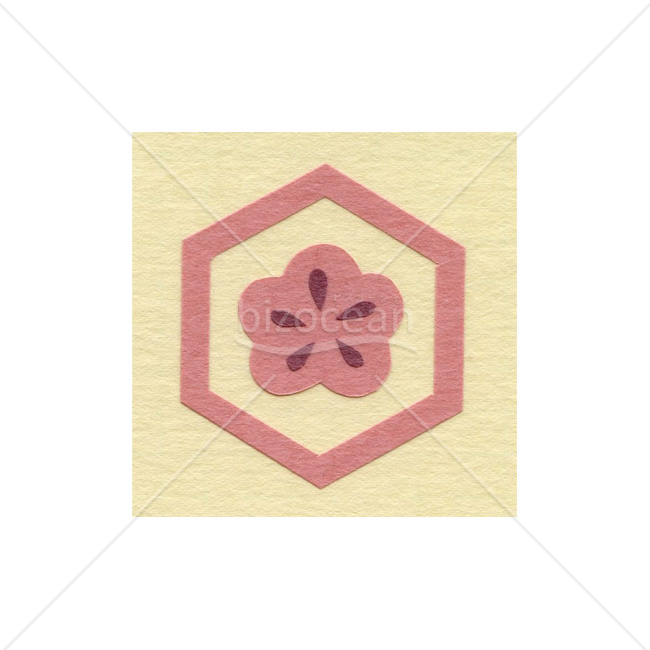 【2026年】「イラスト」梅と亀甲の切り絵風吉祥紋