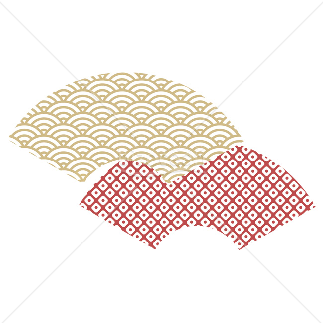 【2026年】「イラスト」吉祥文様を描いた金と紅白の二枚扇