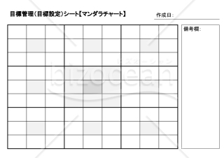 目標管理（目標設定）シート（マンダラチャート）・横・Google スライド【見本付き】