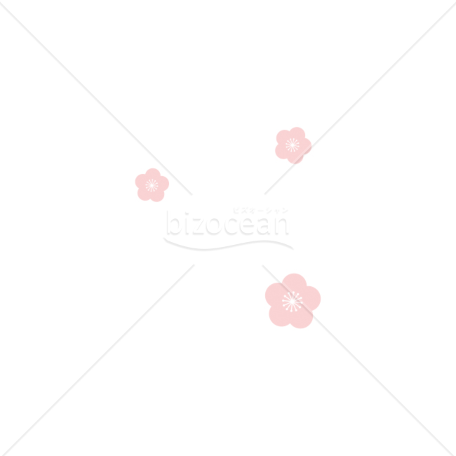 【イラスト】淡いピンクの梅の花 年賀状用素材