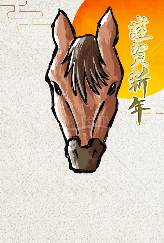 馬の顔　背景灰色