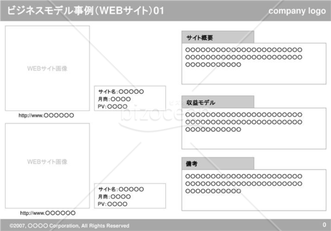 ビジネスモデル事例（WEBサイト）01（Gray）