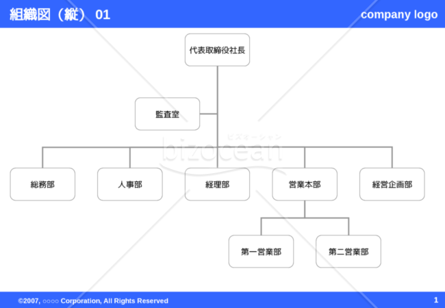 組織図（縦）01（Blue）