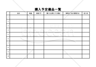 購入予定備品一覧