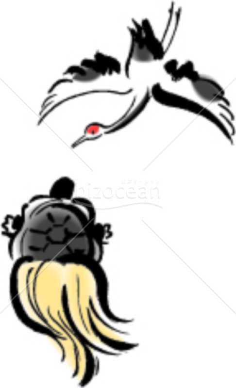 和風の鶴と亀のイラスト