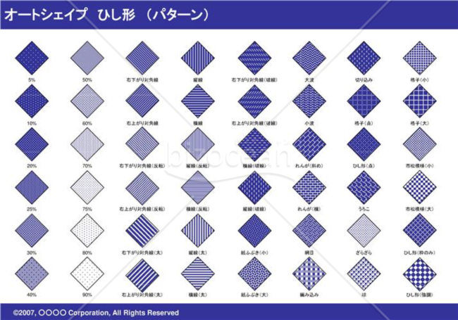 オートシェイプ　ひし形　（パターン）（ネイビー）