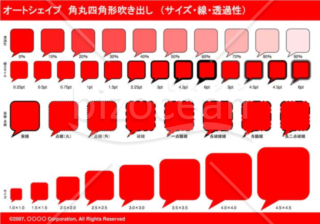 オートシェイプ　角丸四角形吹き出し　（サイズ・線・透過性）(レッド)