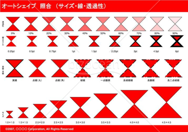 オートシェイプ　照合　（サイズ・線・透過性）　（レッド）