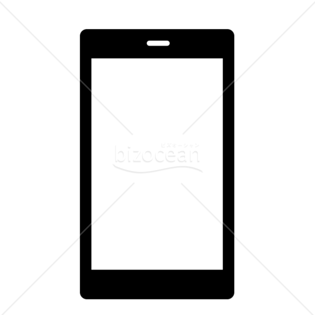 スマホ　携帯電話の白黒イラスト　アイコン
