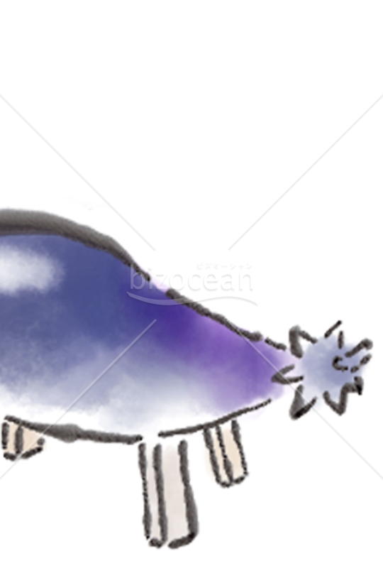 絵手紙風　茄子の馬
