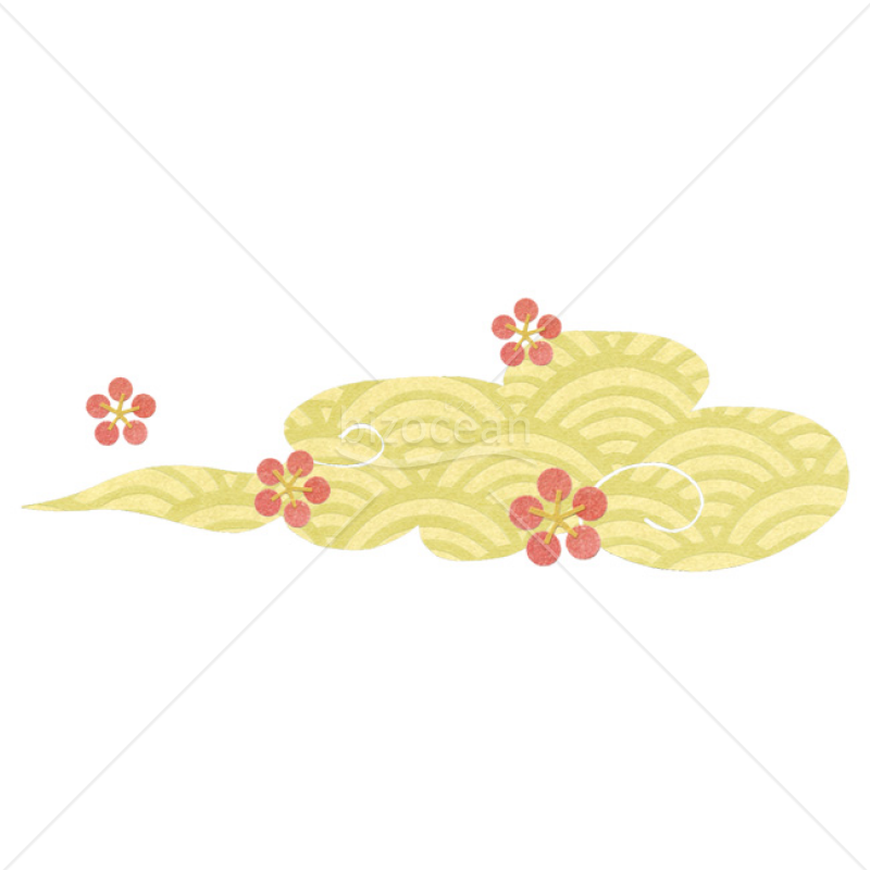 「イラスト」花と雲