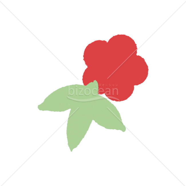 【2026年】「イラスト」スタンプ風に描かれた赤い梅と笹の葉