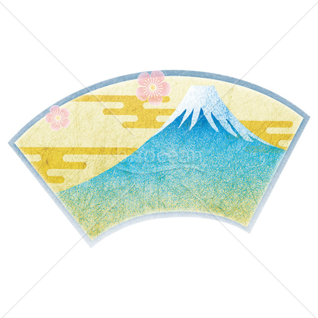 「イラスト」扇の中に描かれた富士山