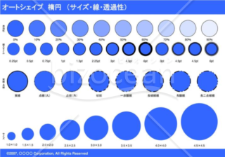 オートシェイプ　楕円　（サイズ・線・透過性）（ブルー）