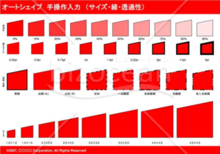 オートシェイプ　手操作入力　（サイズ・線・透過性）　（レッド）