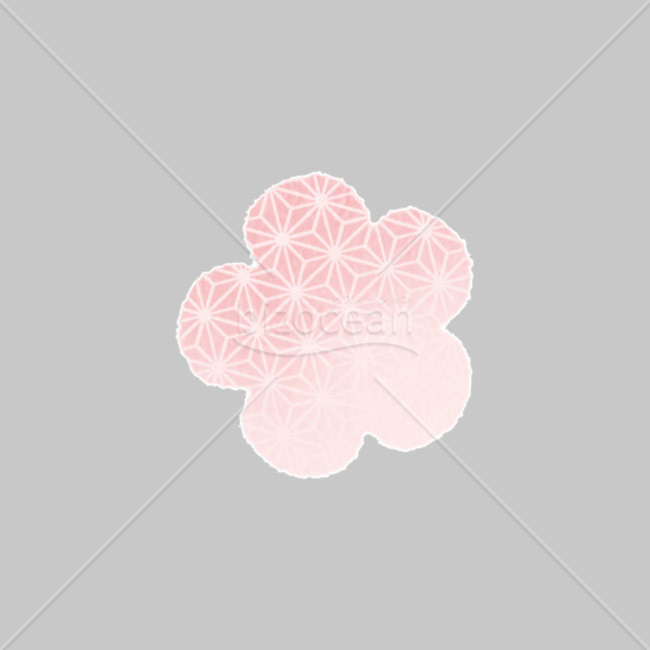 「イラスト」梅の花　柄入　ピンク　