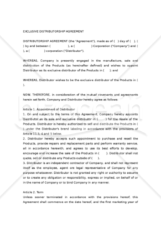 【和・英対訳】一手販売店契約書(器具)(2a063)／EXCLUSIVE DISTRIBUTORSHIP AGREEMENT