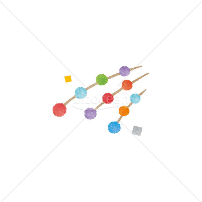 【2026年】「イラスト」水彩画風でカラフルな繭玉飾りと紙吹雪