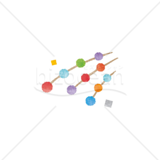 【2026年】「イラスト」水彩画風でカラフルな繭玉飾りと紙吹雪